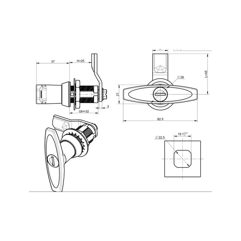MS309-3B-1A Zamki zatrzaskowe kompresyjne z cylindrem zamykającym, bez regulacji MS309-3B-1A Zamki zatrzaskowe kompresyjne z cylindrem zamykającym, bez regulacji