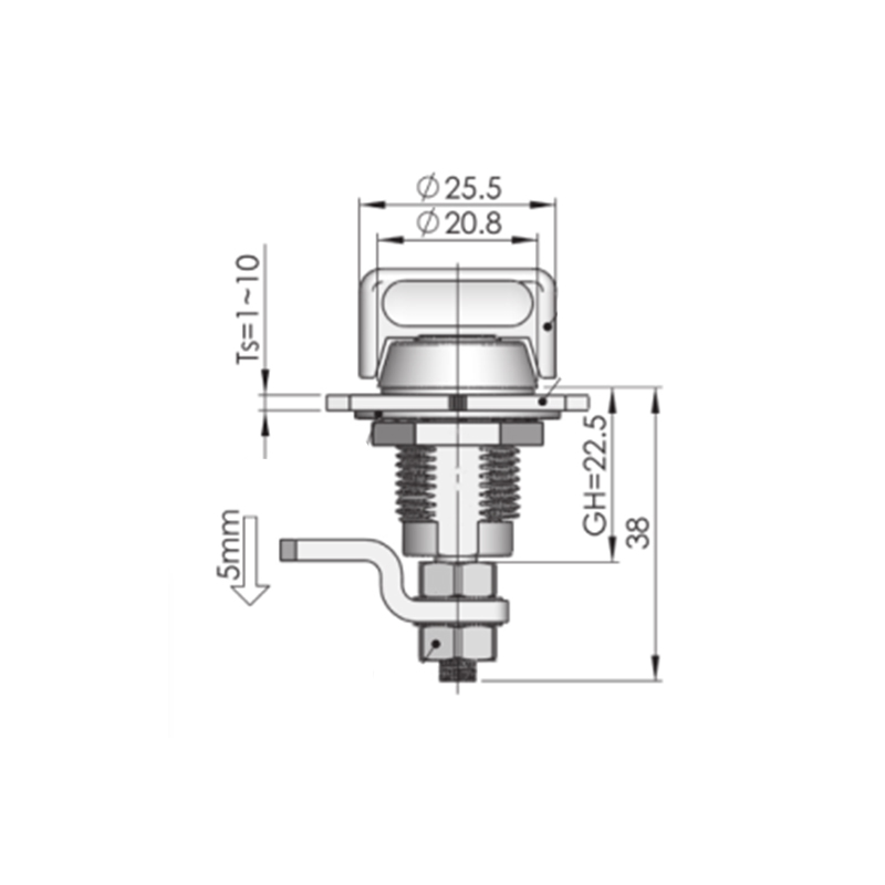 MS816-3S-2 Kwadratowe zamki zatrzaskowe z cylindrem zamka 6*6 mm MS816-3S-2 Kwadratowe zamki zatrzaskowe z cylindrem zamka 6*6 mm