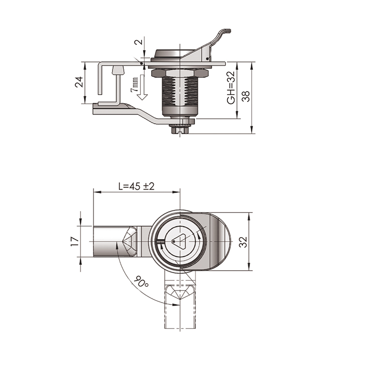 MS816-1-1S Trójkątny cylinder zamkowy 8 mm Zamki zatrzaskowe MS816-1-1S Trójkątny cylinder zamkowy 8 mm Zamki zatrzaskowe
