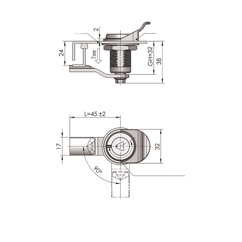 MS816-1-4S Zatrzask kompresyjny blokuje kwadratowy cylinder zamka 8 * 8 mm bez wycięcia MS816-1-4S Zatrzask kompresyjny blokuje kwadratowy cylinder zamka 8 * 8 mm bez wycięcia