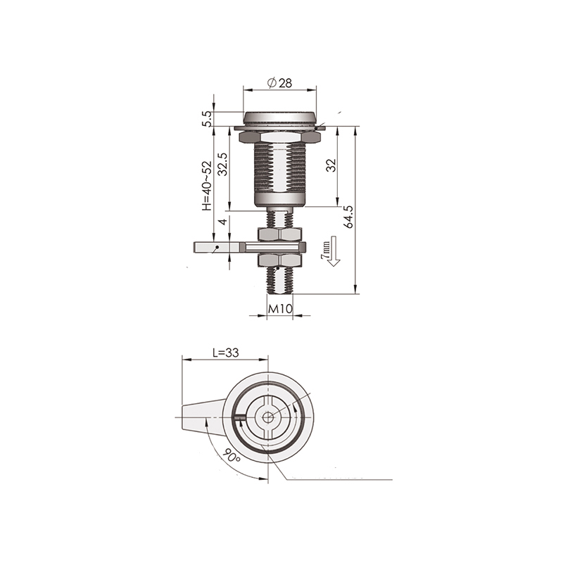 MS816-3-9 Cylinder zamka szczelinowego Zamki zatrzaskowe MS816-3-9 Cylinder zamka szczelinowego Zamki zatrzaskowe